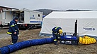 Das beihetizte Zelt wird aufgebaut