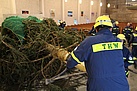 Arbeiten am Weihnachtsbaum in der Petruskirche