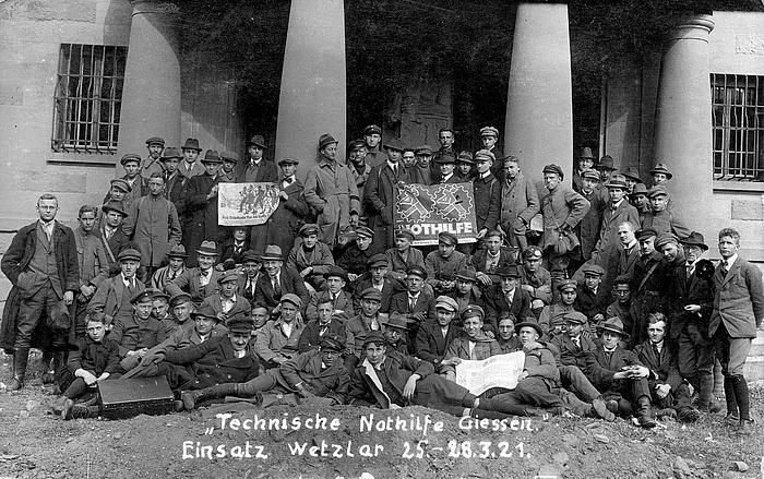 Die Technische Nothilfe ist der Vorgänger des THW (Hier die Männer aus Giessen von 1921)
