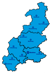 Karte aller Ortsverbände im Geschäftsführerbereich Gießen